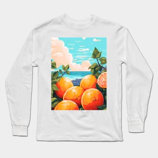 Oranges and Ocean Waves Long Sleeve T-Shirt